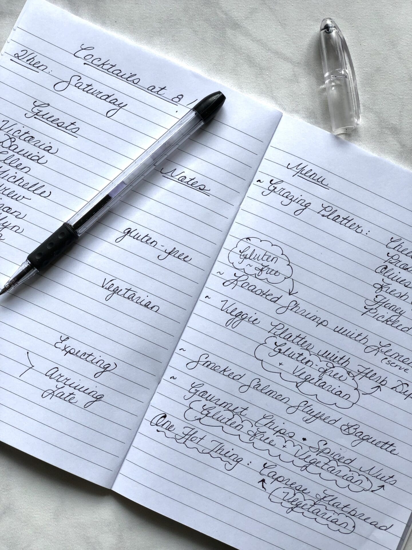 9A24D2D0-2C63-417A-9985-60D70DEF767E Handwritten Party Planning Notes