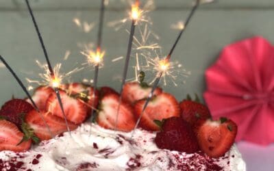 Strawberries and Cream Ice Cream Cake for Canada Day!