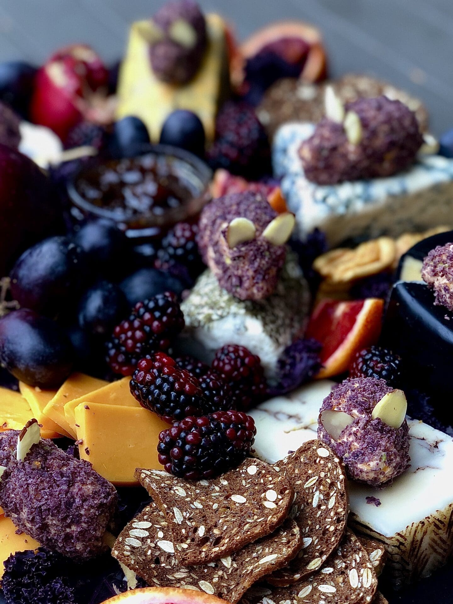 13FF4CCB-0943-471E-8E7E-C4D63C9E52D1 Cheese mice on a Halloween cheese board