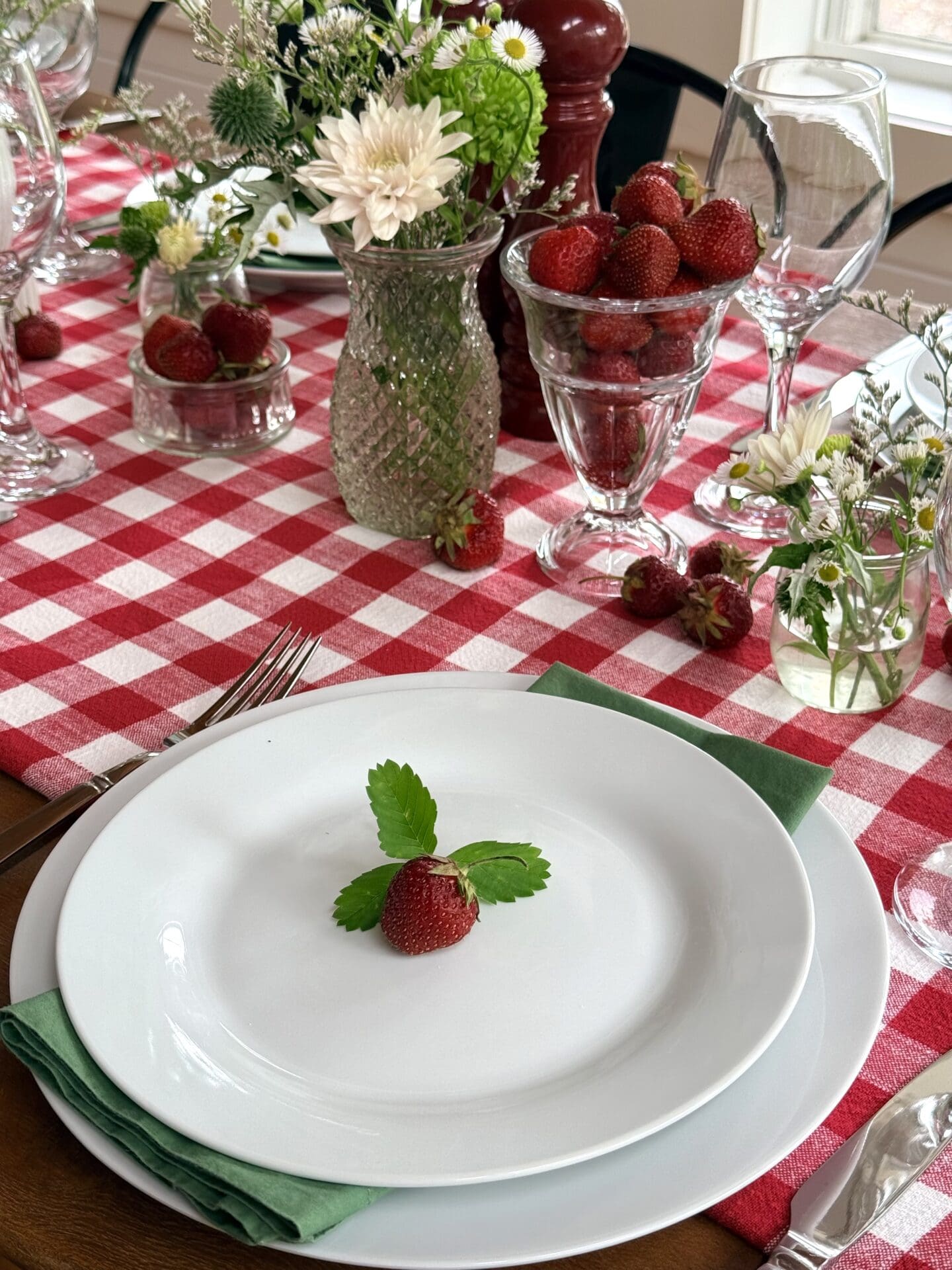 A place setting is ready for the Strawberry Social Lunch.